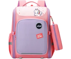 Lean Mokyklinė kuprinė su vienaragiu, krūtinės dirželiu, pastelinių spalvų, 21 l, 39 cm