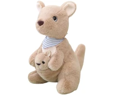 Lean Toys Pliušinis kengūros žaislas su mažyliu, 23 cm