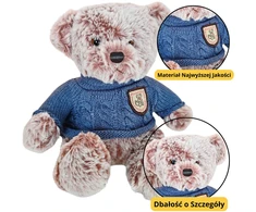 Lean Toys Pliušinis meškiukas pilkas 21 cm mėlynu megztuku