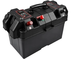 Pojemnik 12 V akumuliatorių dėžutė su voltmetru ir 2 USB jungtimis