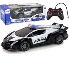 Lean Toys Nuotoliniu būdu valdomas policijos automobilis 1:16 LED juodas