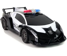 Lean Toys Nuotoliniu būdu valdomas policijos automobilis 1:16 LED juodas