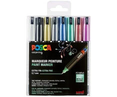Posca - PC1MR - Ypač ploni rašikliai - Metalinės spalvos, 8 vnt. (401653)