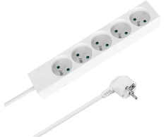 Prailgintuvas 5 lizdų 2m prancūziško tipo be jungiklio (3x1,5 mm) Rebel, baltas