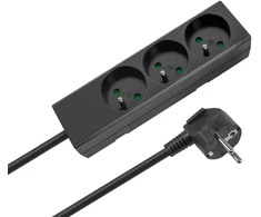 Prailgintuvas 3 lizdai 2m prancūziško tipo be jungiklio (3x1.5mm) Rebel juoda