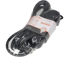 Orno Przedłużacz 3 krypčių prailgintuvas 2P+Z, 3m H05VV-F 3x1.5mm2, Imax=16A, plokščias kištukas, juodas