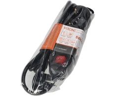 Orno Przedłużacz 3 krypčių prailgintuvas 2P+Z (Schuko), su jungikliu, 1,5 m H05VV-F 3x1,5mm2, Imax=16A, plokščias kištukas, juodas