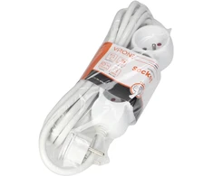 Orno Przedłużacz 3 krypčių prailgintuvas 2P+Z, 3m H05VV-F 3x1.5mm2, Imax=16A, plokščias kištukas, baltas