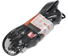Orno Przedłużacz 3 krypčių prailgintuvas 2P+Z, su jungikliu, 3m H05VV-F 3x1.5mm2, Imax=16A, plokščias kištukas, juodas