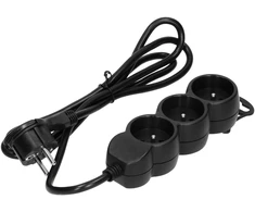 Orno Przedłużacz 3 krypčių prailgintuvas 2P+Z, 5m H05VV-F 3x1.5mm2, Imax=16A, plokščias kištukas, juodas