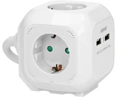 Orno Przedłużacz 4 krypčių prailgintuvas 2P+Z (Schuko), 2xUSB įkroviklis, 1,4 m H05VV-F 3x1,5mm2, baltas