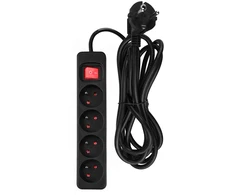 Przedłużacz Prailginimo laidas 3 m, 3 x 1,5 mm2, 4G, juodas, ĮJUNGTA/IŠJUNGTA