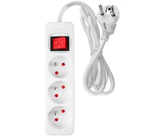 Przedłużacz Prailginimo laidas 3 m, 3 x 1,5 mm2, 3G, baltas, ĮJUNGTA/IŠJUNGTA