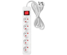 Przedłużacz Prailginimo laidas 5 m, 3 x 1,5 mm2, 5G, baltas, ĮJUNGTA/IŠJUNGTA
