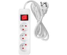 Przedłużacz Prailginimo laidas 5 m, 3 x 1,5 mm2, 3G, baltas, ĮJUNGTA/IŠJUNGTA