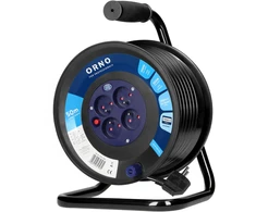 Orno Przedłużacz Prailginimo laido ritė, 4 lizdai 2P+Z, PVC kabelis H05VV-F 3x1,5mm2, 50m, šiluminė apsauga, srovės kelio sklendės