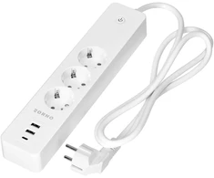 Orno Przedłużacz „Tuya“ išmanusis „Wi-Fi“ prailgintuvas su 3 įžemintais „Schuko“ lizdais ir 3 USB jungikliu, baltas