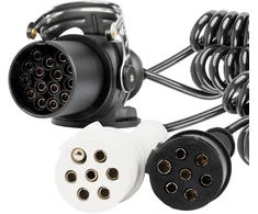 Spiralinis kabelis sunkvežimio priekabai 2x 7 kontaktų 15 kontaktų tipo n/s 5m 24v amio-04381