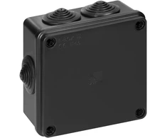 Puszka Hermetiška dėžutė 100x100x50, 6 įvadai, atspari UV spinduliams, juoda, IP65