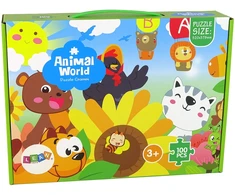 Lean Toys Dėlionė 100 vnt. - Gyvūnų pasaulis