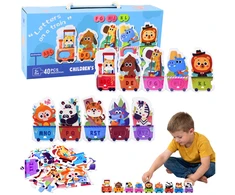 Lean Toys Edukacinė dėlionė Abėcėlės traukinukas su gyvūnais 40 el.