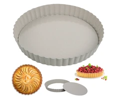 King Hoff Pyragų forma su nuimamu dugnu, 25 cm skersmens, anglinio plieno, marmurinė nelimpanti danga, smėlio spalvos, „Kinghoff“, kh-1969
