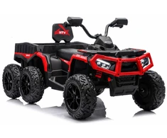 Lean Cars Raudonas keturratis visureigis su 6 ratais ir priekaba JC606, 24 V, 4x4