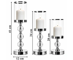 Realne Ceny Krzysztof Alchimionek Świecznik Świeczniki Szklane Metalowe Sidabrinė Lampion Glamour Rinkinys 3 vnt