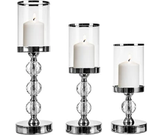 Realne Ceny Krzysztof Alchimionek Świecznik Świeczniki Szklane Metalowe Sidabrinė Lampion Glamour Rinkinys 3 vnt