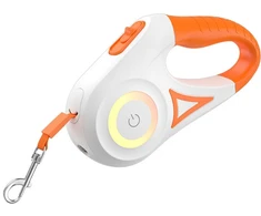 Rojeco Dog automatinis pavadėlis LED 5 m (balta ir oranžinė)