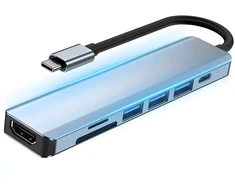 RTO Hub adapter rozdzielacz usb-c 7w1 hdmi usb c 3.0 kart sd micro 100w 4k