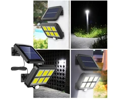 RTO Lampa solarna 120 LED sodo gatvės lempa su judesio jutikliu ir sutemos jutikliu IP67 -e865