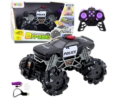 Lean Toys Nuotoliniu būdu valdomas policijos automobilis 1:16 su šviesomis ir dūmų efektu