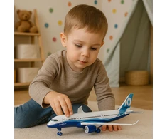 Lean Toys Metalinis lėktuvo žaislas su atgaliniu mechanizmu ir šviesos bei garso efektais 23 cm