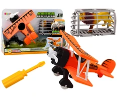 Lean Toys Oranžinis vaikų žaislinis gyvūnų transportavimo lėktuvas