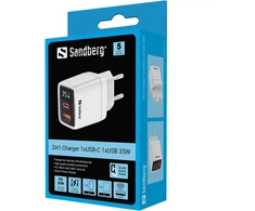 „Sandberg“ – 2in1 įkroviklis, 1xUSB-C, 1xUSB, 35W