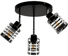 Pakabinamas šviestuvas Orno SIENA 3P E27, sieninis-lubinis šviestuvas, maks. 3x60W, juodas, apvalus cokolis, judančios lempos galvutės, įvairūs lygiai