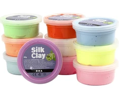 Silk Claycreative Toys Šilko molis - pagrindinės spalvos (10 x 40 g) (79146)