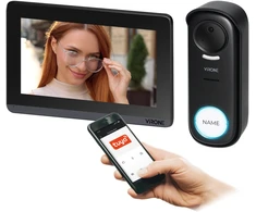 SINNI, vienos šeimos vaizdo domofono komplektas, belaidis, 420 m, 7 colių įstrižainės „Wi-Fi“, lietimui jautrus ekranas, „Full HD“