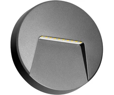 SLIGO LED 3W, fasado šviestuvas, 240lm, IP65, 4000K, apvalus, pilkas