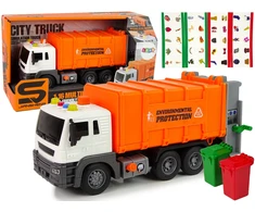 Lean Toys Oranžinis šiukšliavežis su garsais