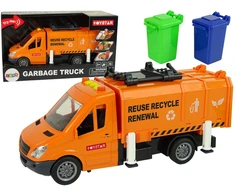 Lean Toys Šiukšlių sunkvežimis su garso efektais, oranžinis