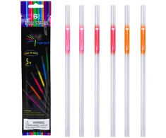 Lean Toys Fluorescentinės šviečiančios šiaudeliai su judančiu švytėjimu, vakarėliams, 21,5 cm