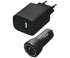 „Speedlink“ – sieninio ir automobilinio įkroviklio rinkinys, USB-A ir USB-C, 15 W, juodas