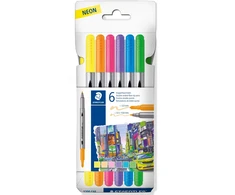 Staedtler - Dvigubo antgalio žymekliai, 6 įvairių (3200 C6F)