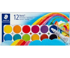 Staedtler Noris dažų dėžutė su teptuku – 12 vnt. įvairių spalvų (888 NC12)