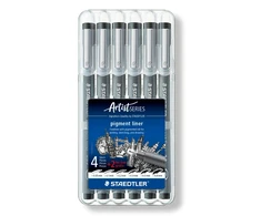 Staedtler - pigmentinių kontūrinių pieštukų rinkinys 4+2 (308SB6P)