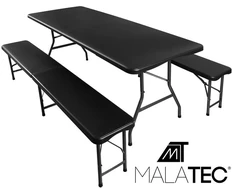 Gardlov Folding garden table 180cm + 2 benches - juodas