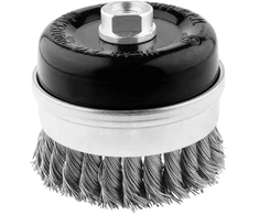 Szczotka Armatūrinis vielinis šepetys puodelio formos, 65 mm, susukta viela, INOX, M14