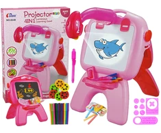 Lean Toys Dvipusė piešimo lenta su projektoriumu ir paveiksliukais